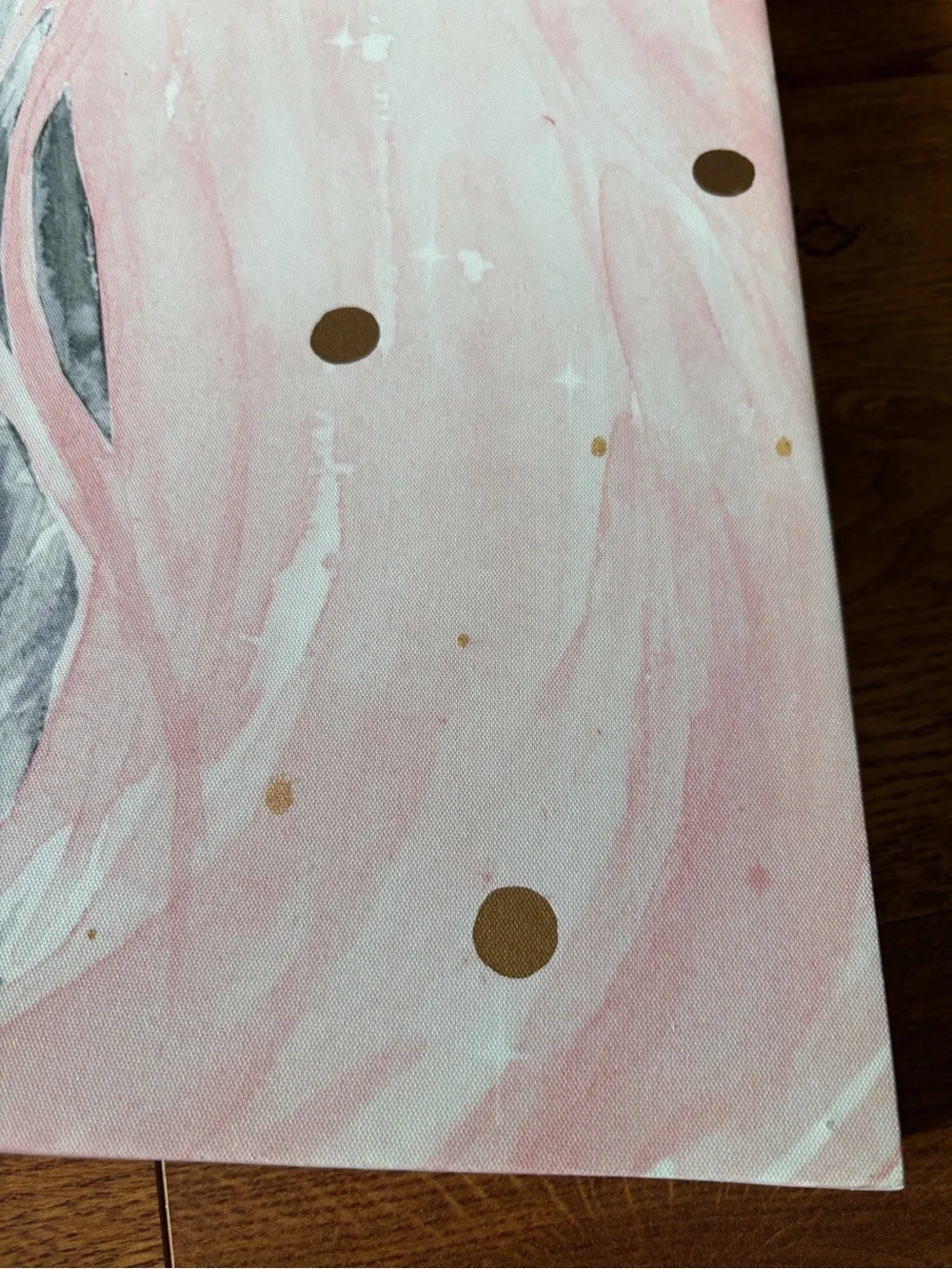 Pink Mane Unicorn Canvas Wall Art with Gold Polka Accents